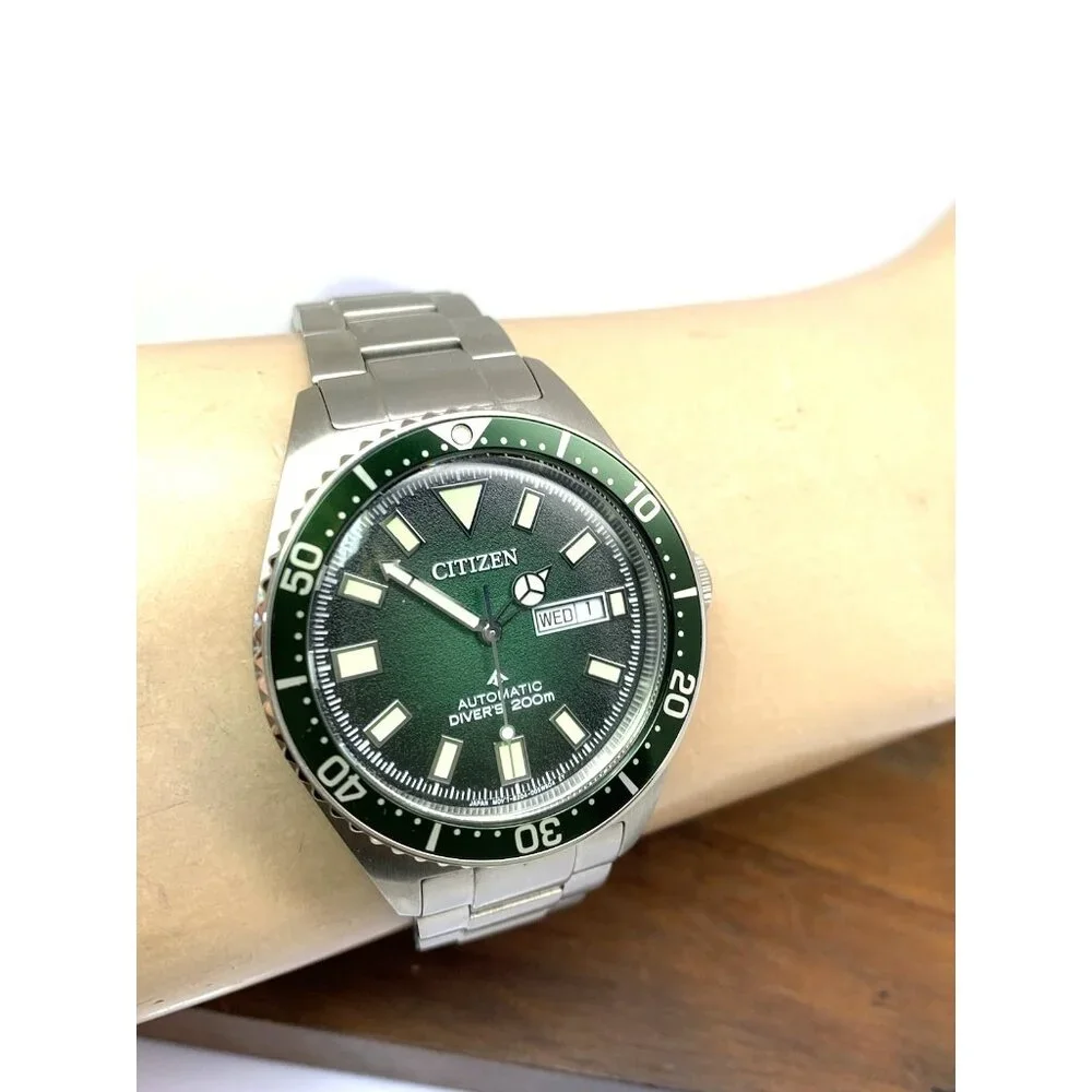 Citizen Men's Watch NY0121-50X Promaster Automatic Diver Green Dial Steel 41mm